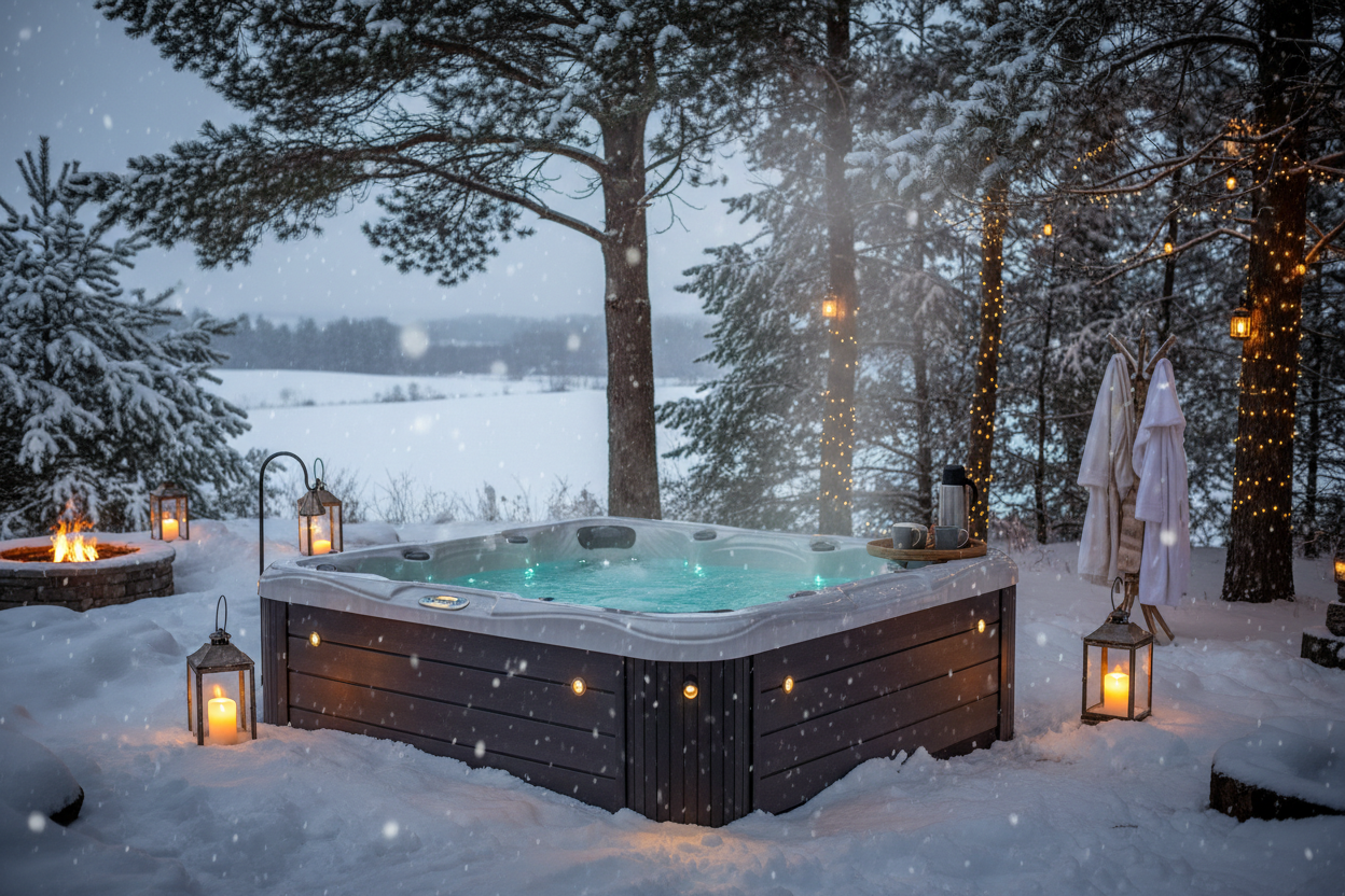 caldera spa hot tub in winter in wisconsin