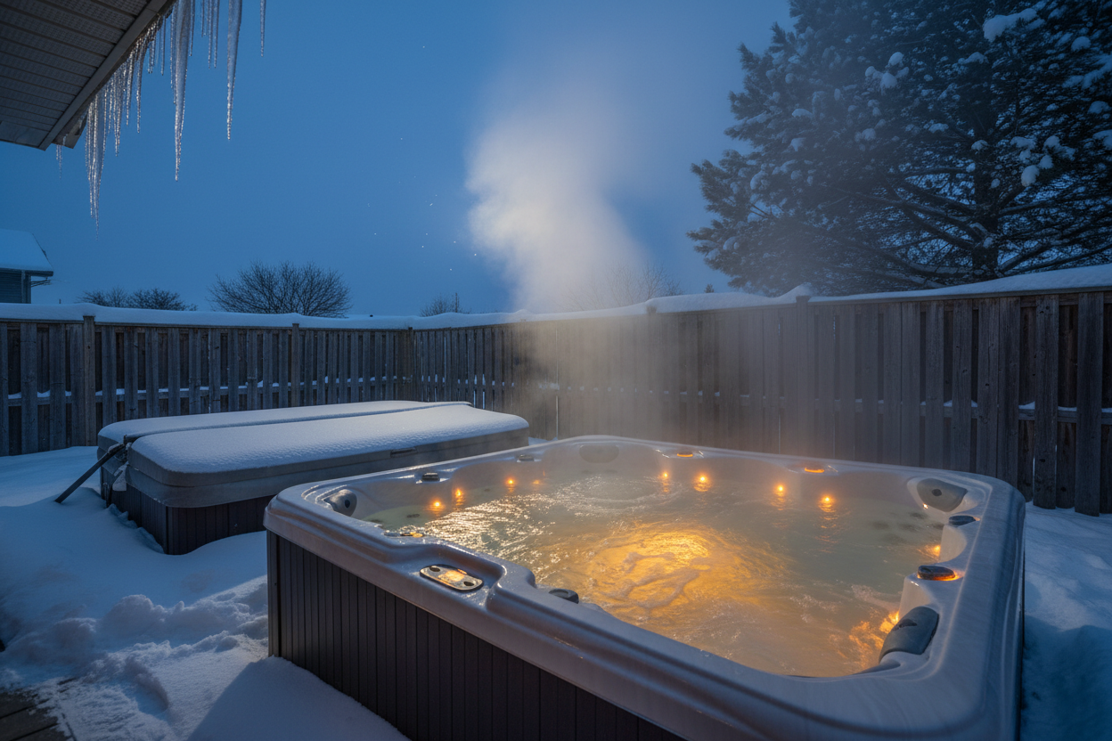 caldera spa in winter in wisconsin