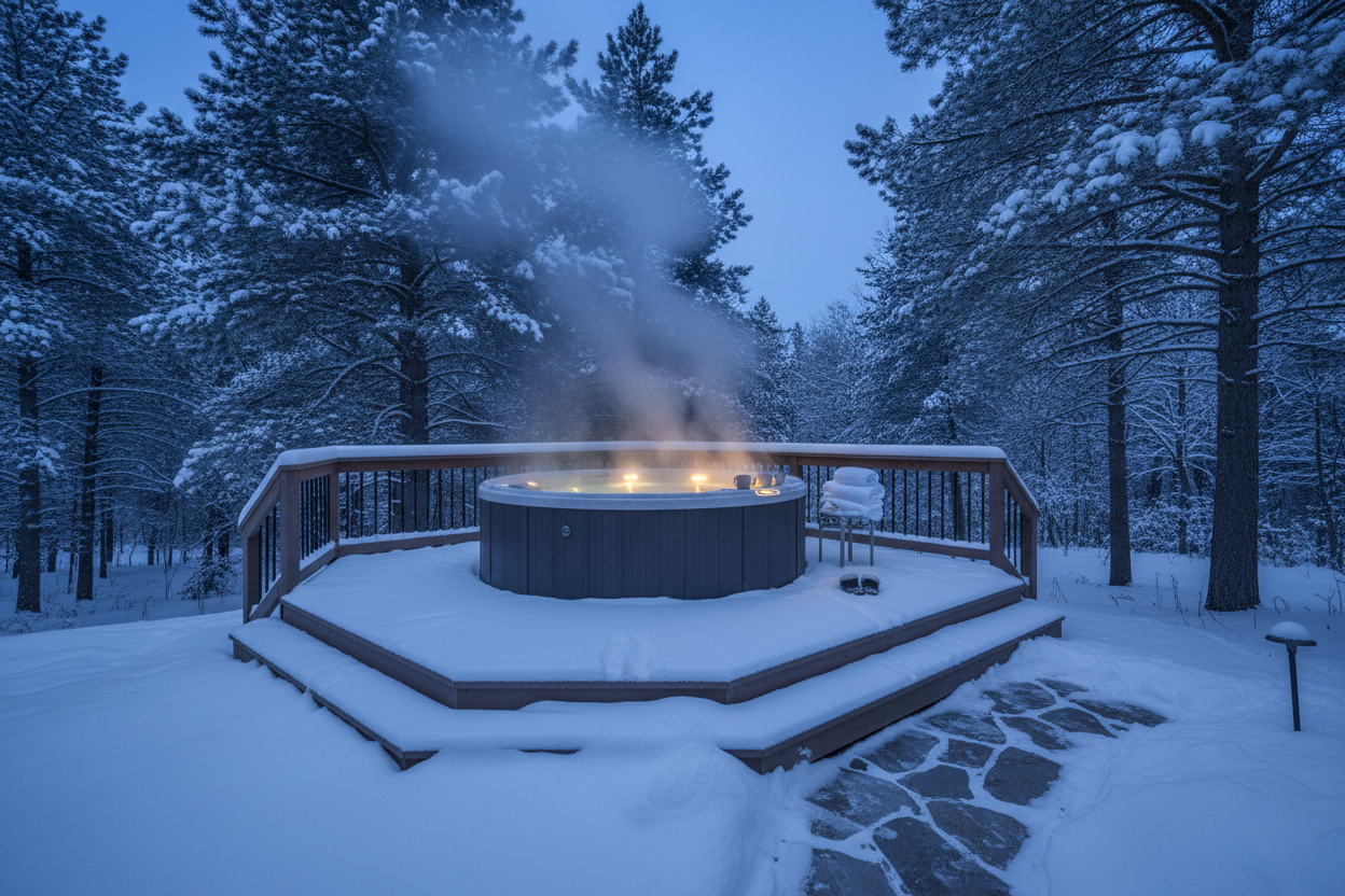Caldera Spa in winter in wisconsin 