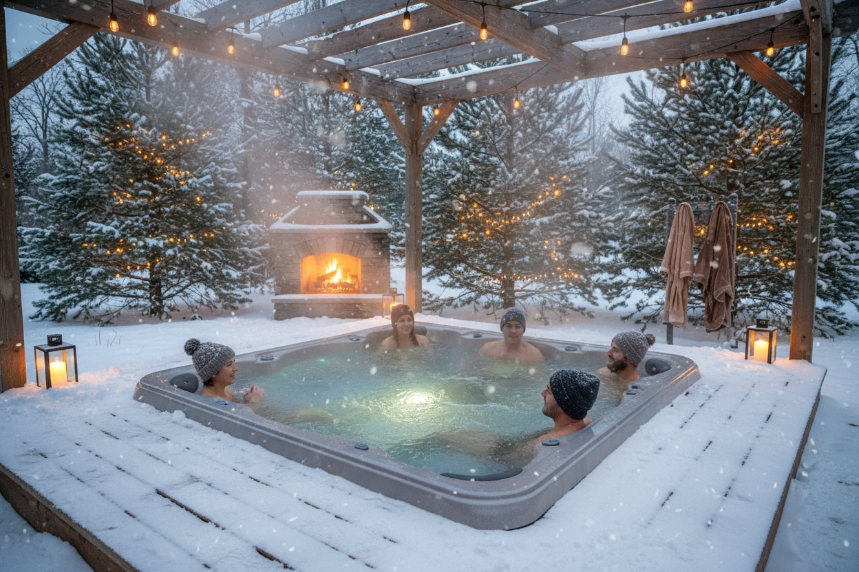 enjoying a hot tub in winter in wisconsin