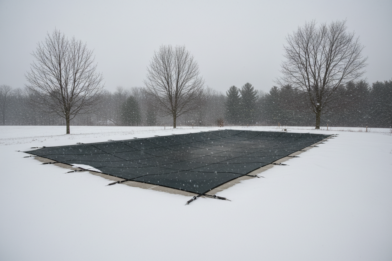 Inground pool in winter in wisconsin