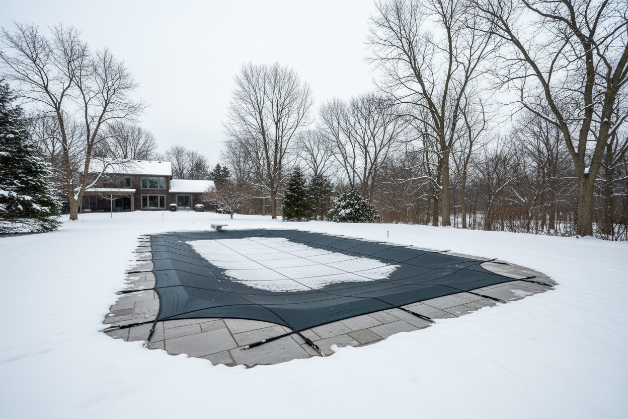 inground pool in winter in wisconsin